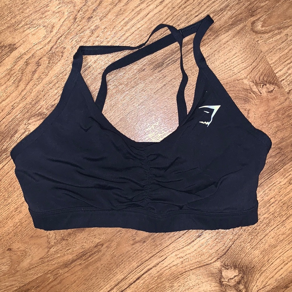 RUCHED TRAINING SPORTS BRA - Black